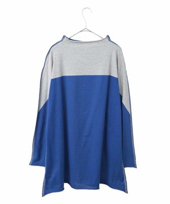 【大きいサイズ】バイカラージャージーニットプルオーバー　／洗える