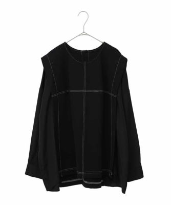 大きいサイズ】配色ステッチドッキングデザインプルオーバー