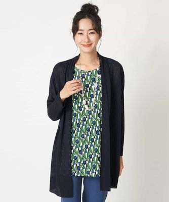 【洗える】天竺シアーロングカーディガン