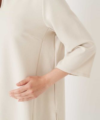 【洗える】ジョーゼットジャージーキーネックプルオーバー