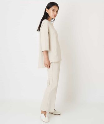 【洗える】ジョーゼットジャージーキーネックプルオーバー