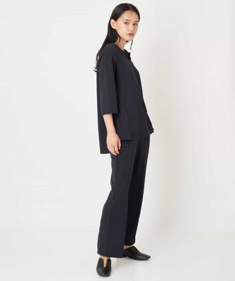 【洗える】ジョーゼットジャージーキーネックプルオーバー
