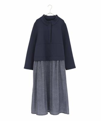 ＜HIROKO BIS GRANDE (Women)＞【大きいサイズ】異素材ＭＩＸジャージーワンピース　／洗える