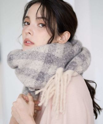 CHRISTIAN AUJARD (Women)/クリスチャン オジャール エアリーバイアスチェックストール 91ライトグレー スカーフ・ショール【三越伊勢丹/公式】