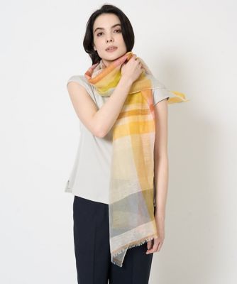 CHRISTIAN AUJARD (Women)/クリスチャン オジャール リネンコットンチェックストール 25イエロー系 スカーフ・ショール【三越伊勢丹/公式】