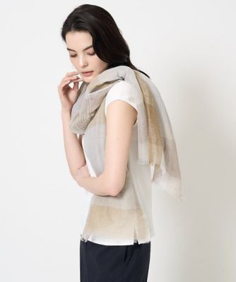 CHRISTIAN AUJARD (Women)/クリスチャン オジャール リネンコットンチェックストール 82ベージュ系 スカーフ・ショール【三越伊勢丹/公式】