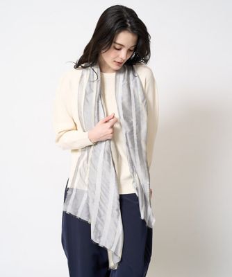 CHRISTIAN AUJARD (Women)/クリスチャン オジャール ラメボーダーストール 91ライトグレー スカーフ・ショール【三越伊勢丹/公式】