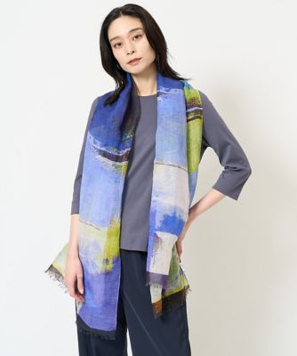 CHRISTIAN AUJARD (Women)/クリスチャン オジャール マルチカラーブロックストール 55ブルー系 スカーフ・ショール【三越伊勢丹/公式】