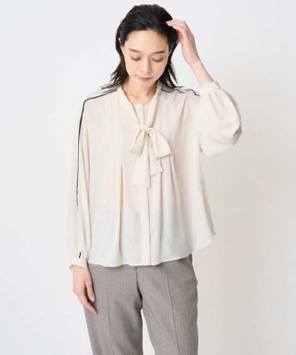 CHRISTIAN AUJARD (Women)/クリスチャン オジャール タックフレア棒タイブラウス 80アイボリー トップス【三越伊勢丹/公式】