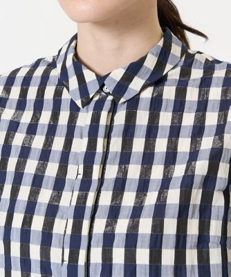 ［セットアップ対応］シャンブレーチェックブラウス