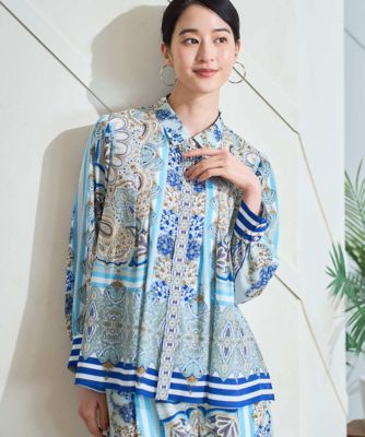 ＜CHRISTIAN AUJARD (Women)＞マリンブルーペーズリーブラウス