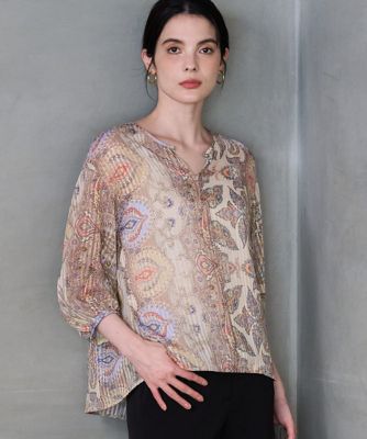 ＜CHRISTIAN AUJARD (Women)＞［セットアップ対応］ゴールドオーナメントサラサブラウス