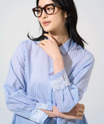 ＜CHRISTIAN AUJARD (Women)＞袖レースストライプブラウス