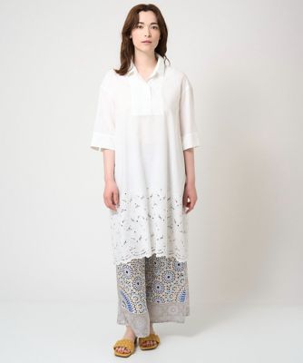 ＜CHRISTIAN AUJARD (Women)＞［接触冷感］ボタニカルエンブロイダリーチュニックブラウス