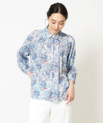 ［通気性・発散性］プチフラワーペイズリープリントブラウス