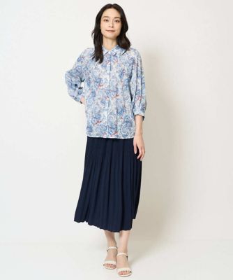 ［通気性・発散性］プチフラワーペイズリープリントブラウス