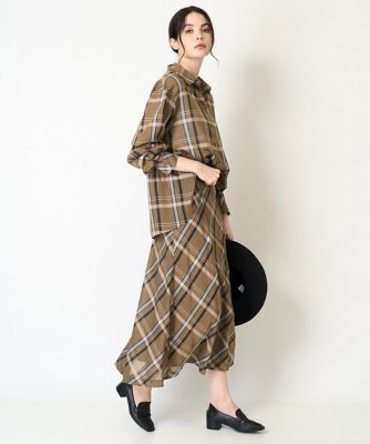 セットアップ対応・ドライタッチ］ラメシャンブレーチェックブラウス
