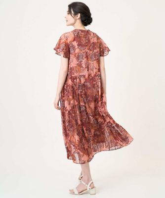 【SALE】CHRISTIAN AUJARD (Women)/クリスチャン オジャール モダン更紗プリントワンピース 77オレンジ×ボルドー系 ワンピース・ドレス【三越伊勢丹/公式】