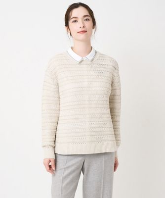 CHRISTIAN AUJARD (Women)/クリスチャン オジャール ラメスパンコール長袖ニットプルオーバー 80アイボリー トップス【三越伊勢丹/公式】