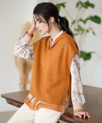 CHRISTIAN AUJARD (Women)/クリスチャン オジャール ホールガーメントニットベスト 15オレンジ トップス【三越伊勢丹/公式】