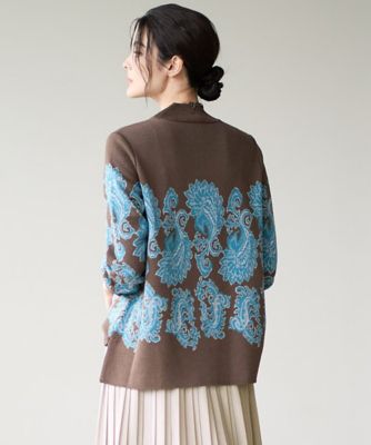 CHRISTIAN AUJARD (Women)/クリスチャン オジャール ペイズリージャカードニット 87ブラウン×ブルー トップス【三越伊勢丹/公式】