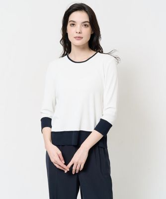 【SALE】CHRISTIAN AUJARD (Women)/クリスチャン オジャール [吸湿・速乾・抗菌・防臭/アンサンブル対応]バイカラーニット ホワイト90 トップス【三越伊勢丹/公式】