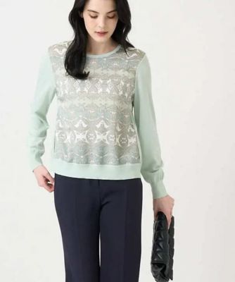 ＜CHRISTIAN AUJARD (Women)＞［アンサンブル対応］レーシーオーナメントプリントトップス