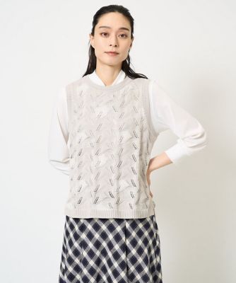 【SALE】CHRISTIAN AUJARD (Women)/クリスチャン オジャール リーフ柄ニットベスト ライトグレー91 トップス【三越伊勢丹/公式】