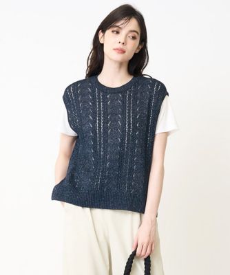 透かし編みニットベスト