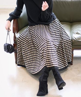 CHRISTIAN AUJARD (Women)/クリスチャン オジャール ジャカードニットスカート 94ブラック×ベージュ ロングスカート【三越伊勢丹/公式】