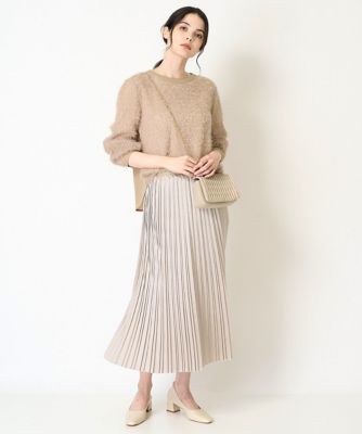 レザー風サテンプリーツスカート