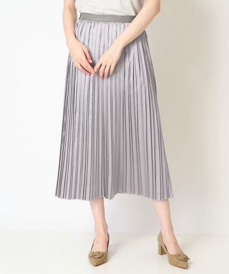 レザー風サテンプリーツスカート