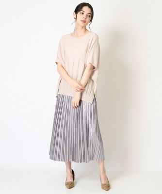 レザー風サテンプリーツスカート