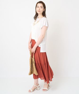 ［接触冷感・ドライタッチ］ウエストゴムティアードスカート