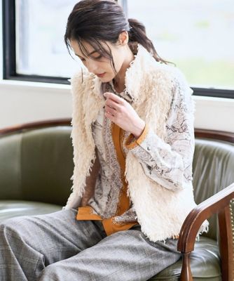 CHRISTIAN AUJARD (Women)/クリスチャン オジャール [リバーシブル]フェザーニットベスト 80アイボリー トップス【三越伊勢丹/公式】