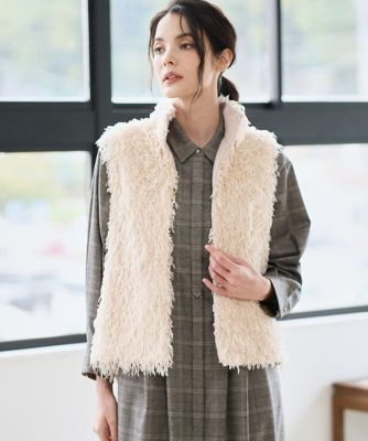 土日限定Sale❗️羊革シープスキン　ロングジレ　ベスト　ボア　リバーシブル 土日限定Sale❗️羊革シープスキン ロングジレ ベスト ボア