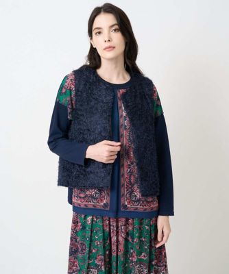 CHRISTIAN AUJARD (Women)/クリスチャン オジャール カットシャギーベスト 57ネイビー トップス【三越伊勢丹/公式】