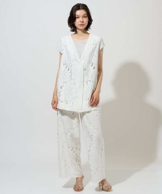 COMME des GARCONS レース ジレ　 ホワイト　本日日曜まで セットアップ対応］リーフレースジレ | CHRISTIAN AUJARD (Women