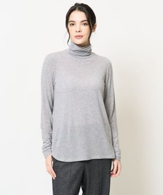 CHRISTIAN AUJARD (Women)/クリスチャン オジャール [肌触り抜群]カシミヤ混ベアテンハイネックカットソー ライトグレー91 トップス【三越伊勢丹/公式】