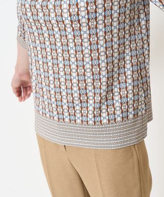 ［接触冷感・吸汗速乾］ジオメトリックチェーンプリントカットソー