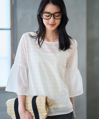 ＜CHRISTIAN AUJARD (Women)＞シアーボーダーカットソー