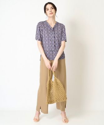 ［ドライタッチ］ボウタイデザインプリントカットソー