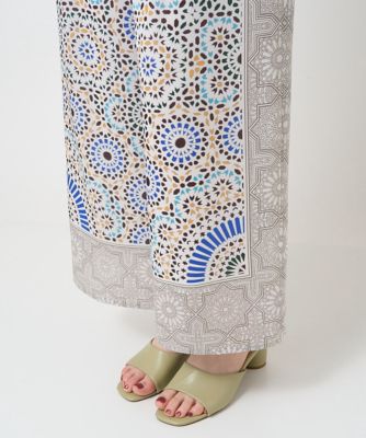 タイルパターンプリントパンツ