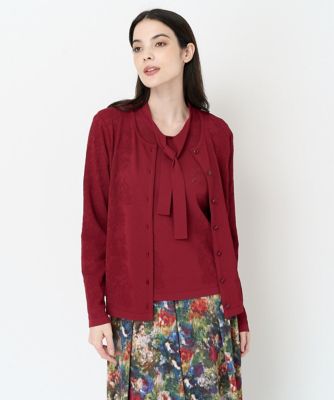 【SALE】CHRISTIAN AUJARD (Women)/クリスチャン オジャール [アンサンブル対応]メッシュ柄ニットカーディガン レッド05 トップス【三越伊勢丹/公式】