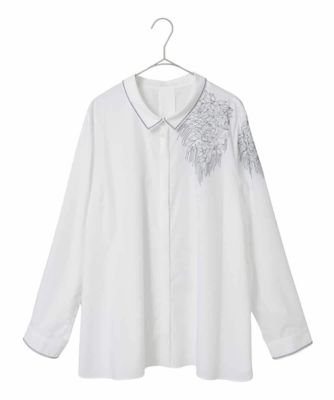 大きいサイズ】刺繍デザイン長袖ブラウス | CHRISTIAN AUJARD Lサイズ