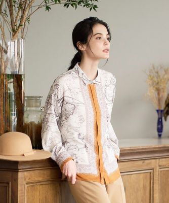 【ボンドガール】COS 中世ヨーロッパ絵画プリント 長袖シャツ 大きいサイズ】アートプリント長袖ブラウス | CHRISTIAN AUJARD L