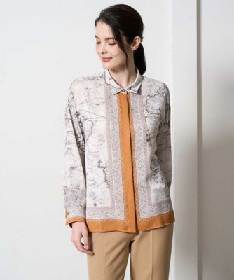 大きいサイズ】アートプリント長袖ブラウス | CHRISTIAN AUJARD L