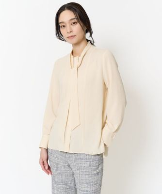 長袖ボウタイブラウス