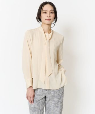 長袖ボウタイブラウス