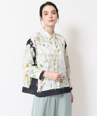 ＜CHRISTIAN AUJARD Lサイズ (Women/大きいサイズ)＞ボタニカルフラワープリントブラウス